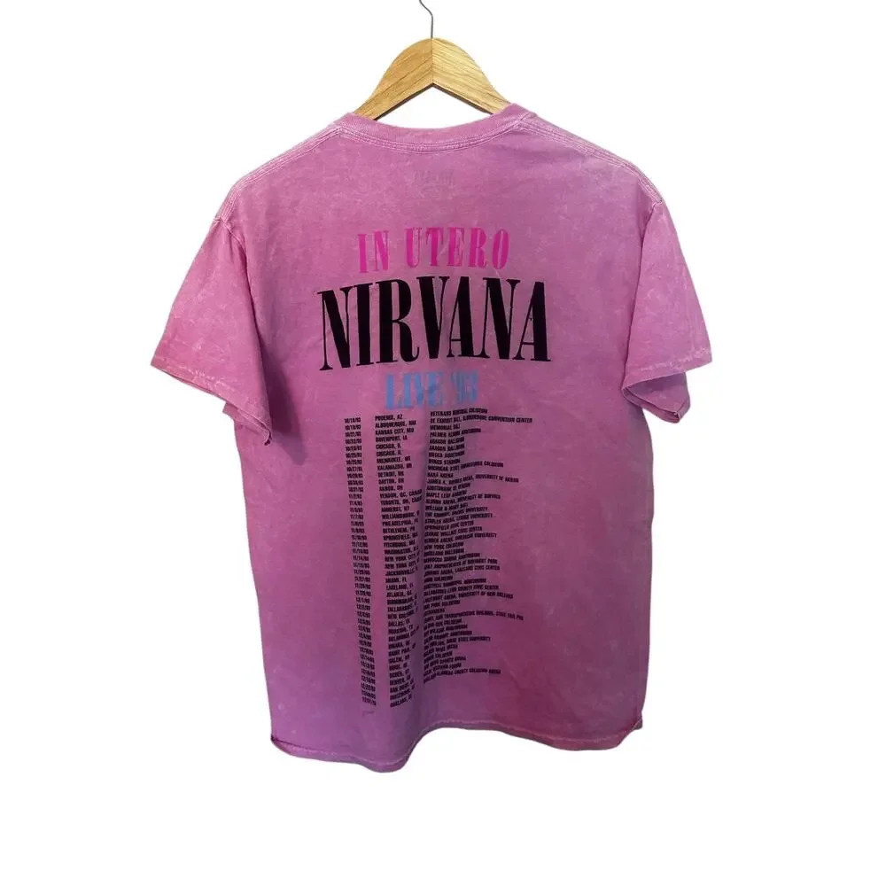 Nirvana In Utero Live ‘93 Tour Dates Pink T-Shirt M - Picture 2 of 3